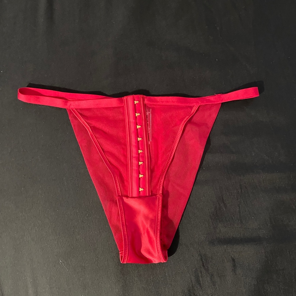Victoria’s Secret Hook Detailed Mesh Red Panties